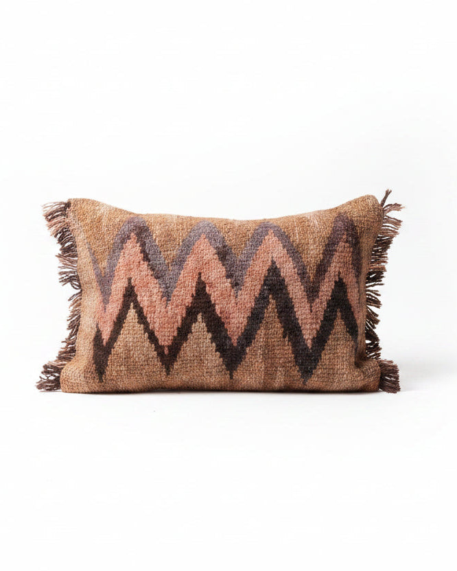 Handwoven Wool Cushion Cover | Pink Ray Pattern
