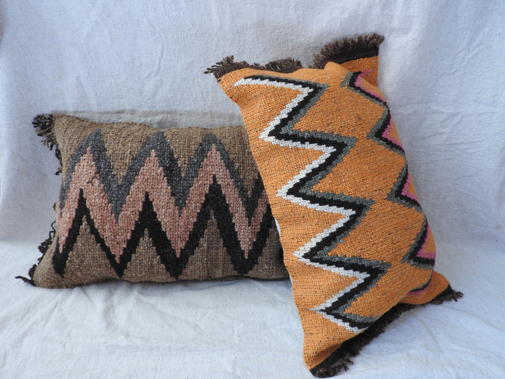 Handwoven Wool Cushion Cover | Orange Ray Pattern