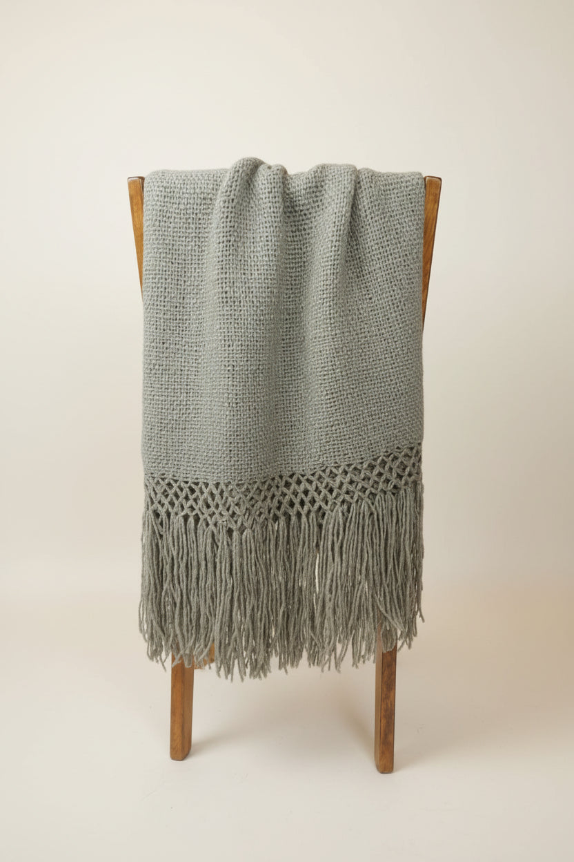 Large Merino Wool Throw Blanket | Yerba Mate Green