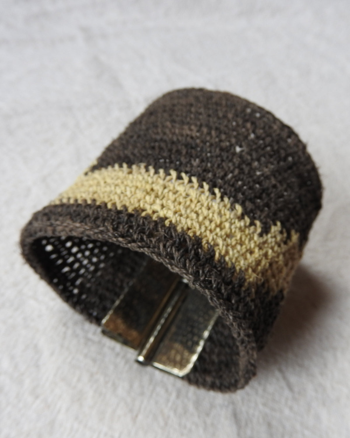 Handmade Chaguar Fiber Bracelet  & Silver Nickel | Milk Chocolate