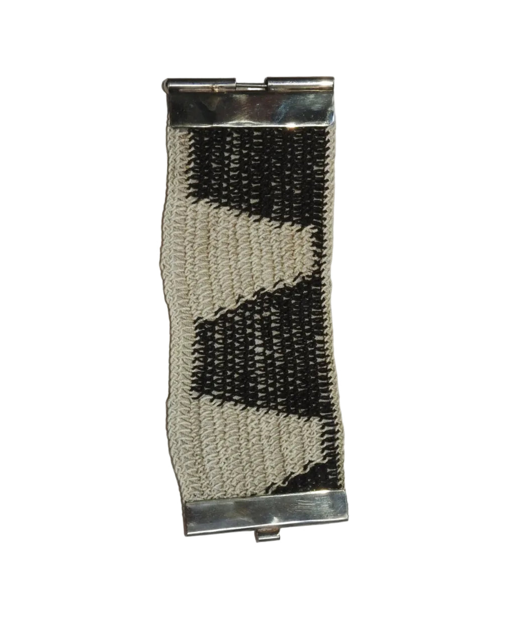 Handmade Chaguar Fiber Bracelet  & Silver Nickel | Black and White