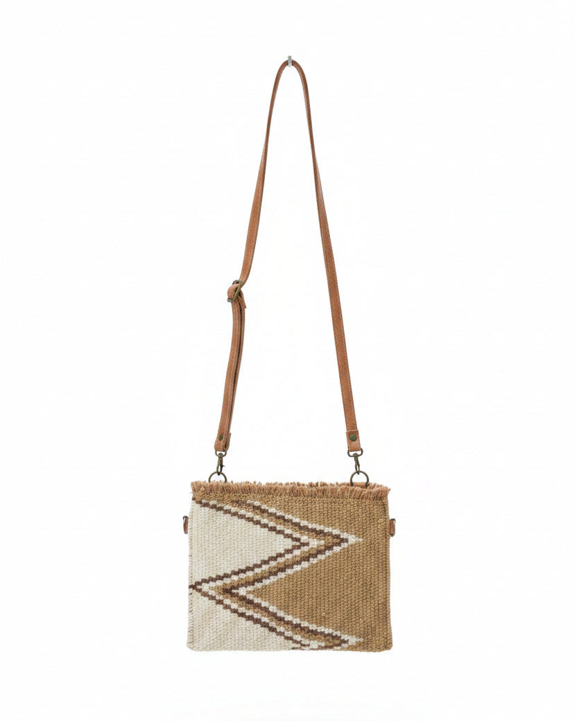 Handwoven Sheep Wool Clutch Envelope | Beige Ray