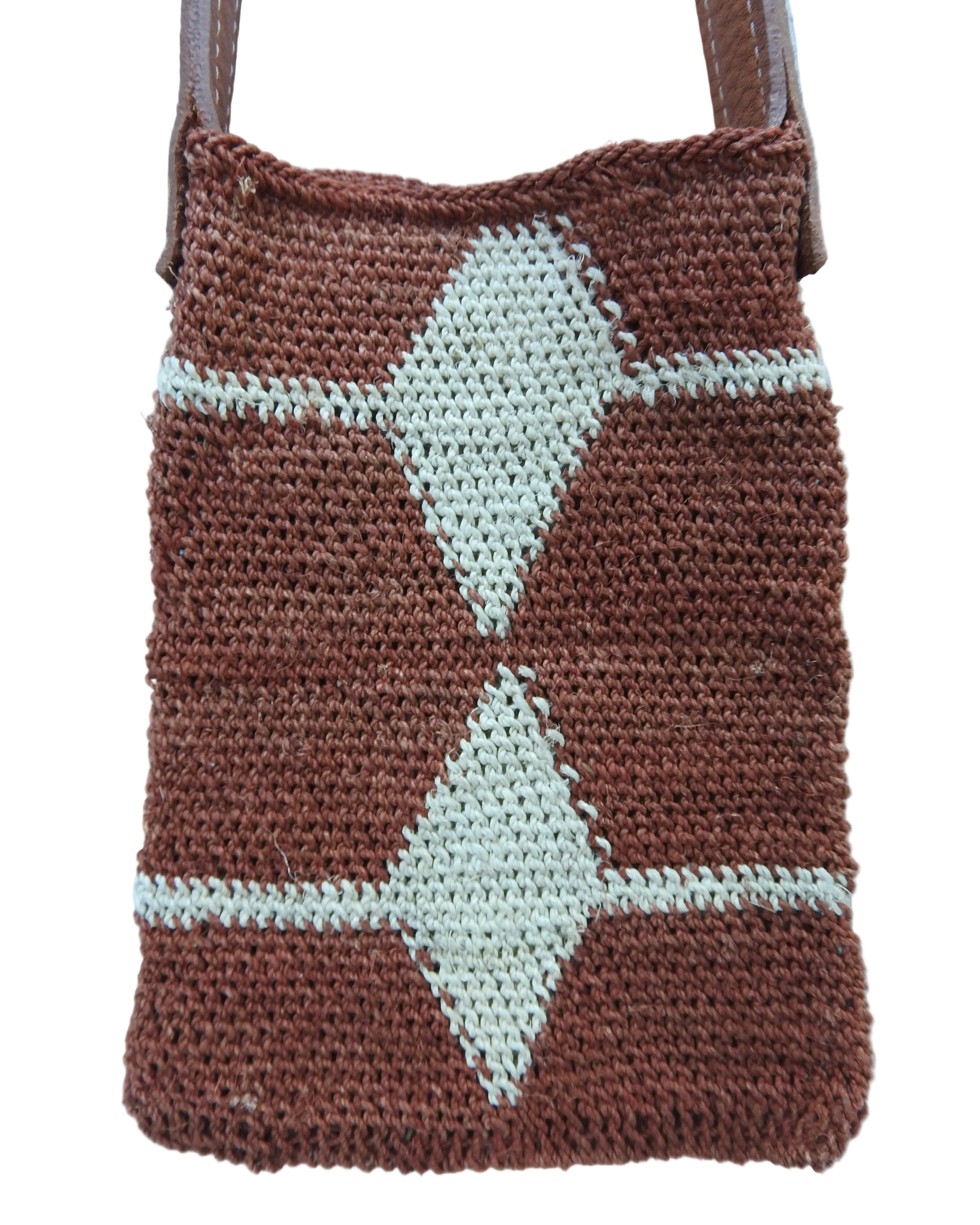 Handmade Plant Fiber Crossbody Phone Pouch | Terracotta