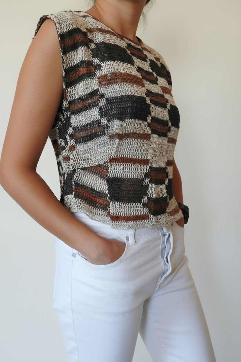 Handmade Chaguar Fiber Top | Geometric Rectangles