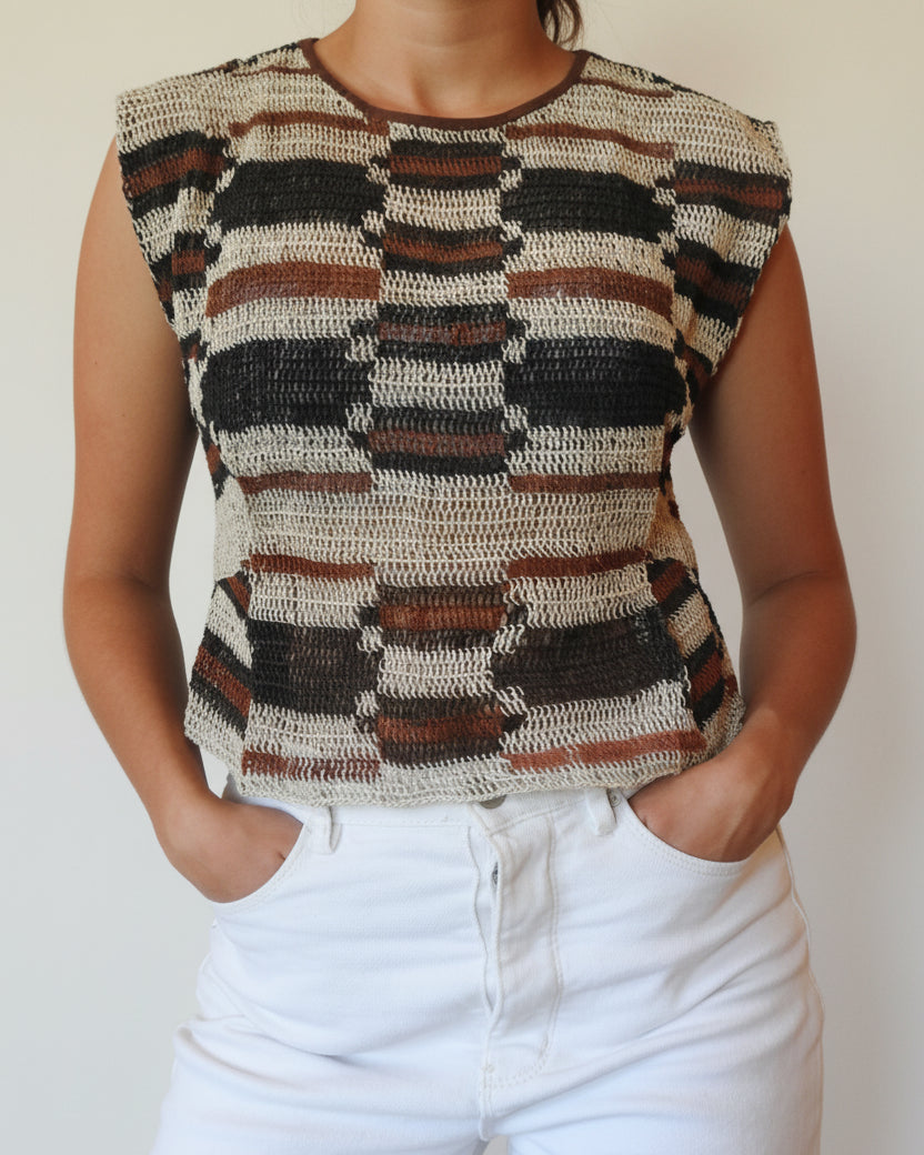 Handmade Chaguar Fiber Top | Geometric Rectangles