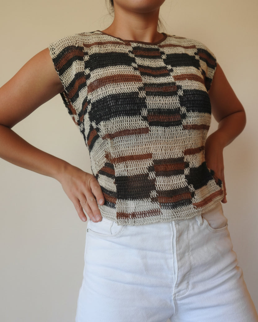 Handmade Chaguar Fiber Top | Geometric Rectangles