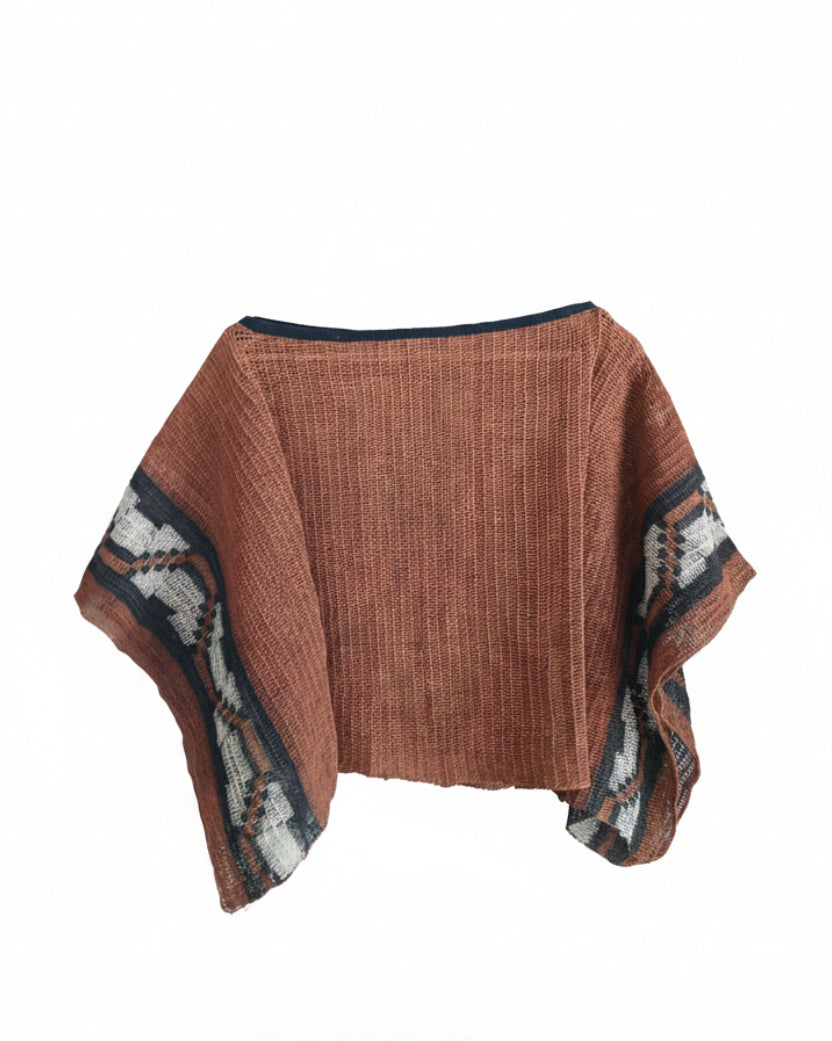 Handmade Chaguar Fiber Poncho | Milk Chocolate Brown