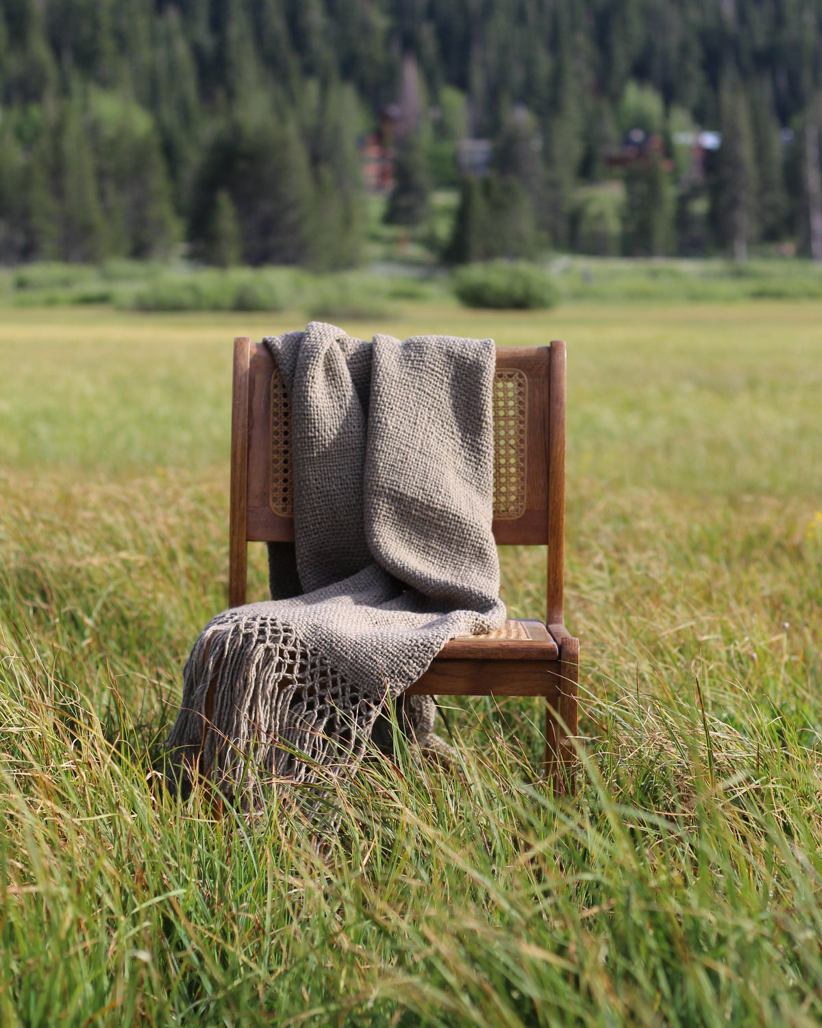 Large Merino Wool Throw Blanket | Yerba Mate Green