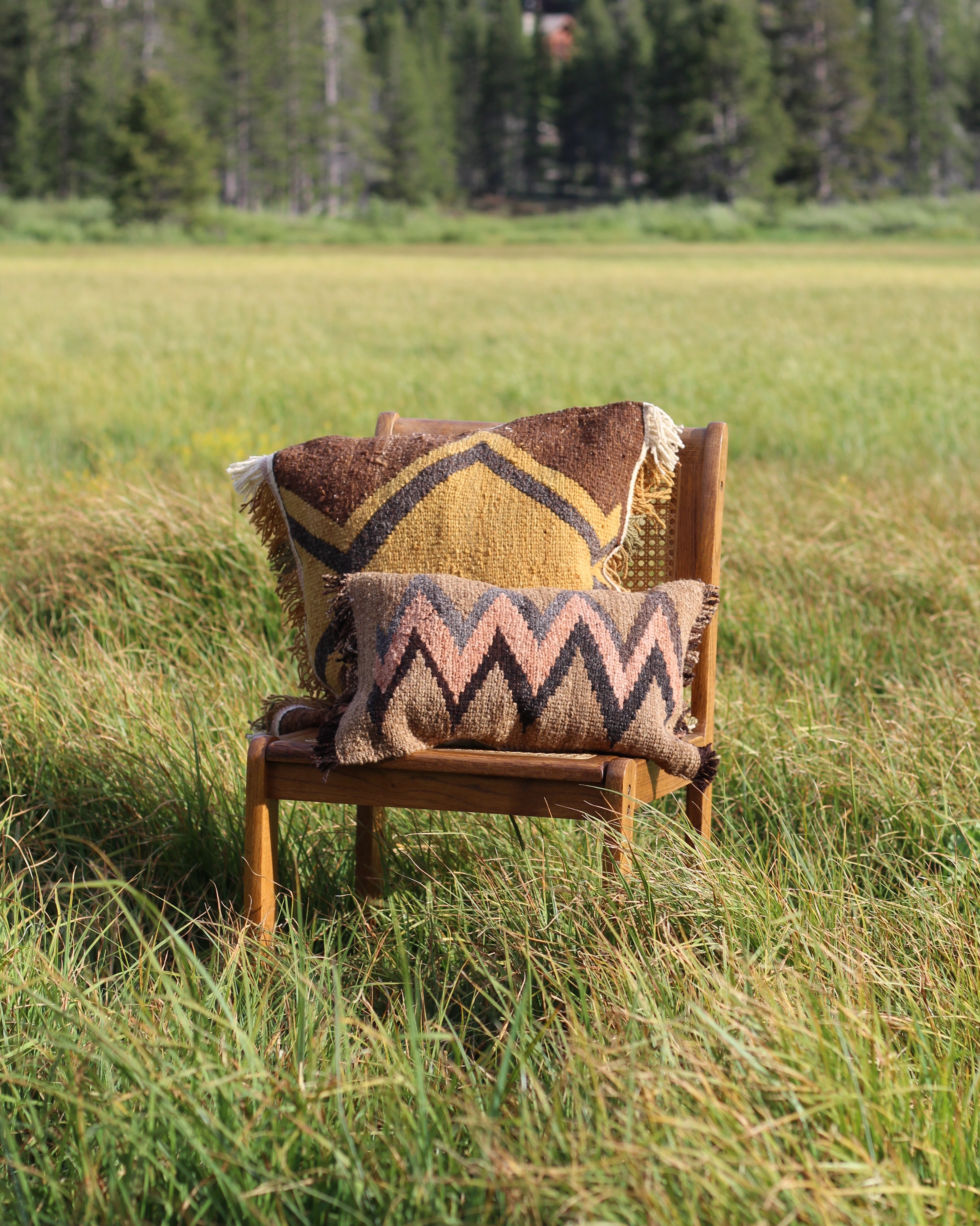 Handwoven XL Wool Cushion Cover | Yellow Peak Pattern